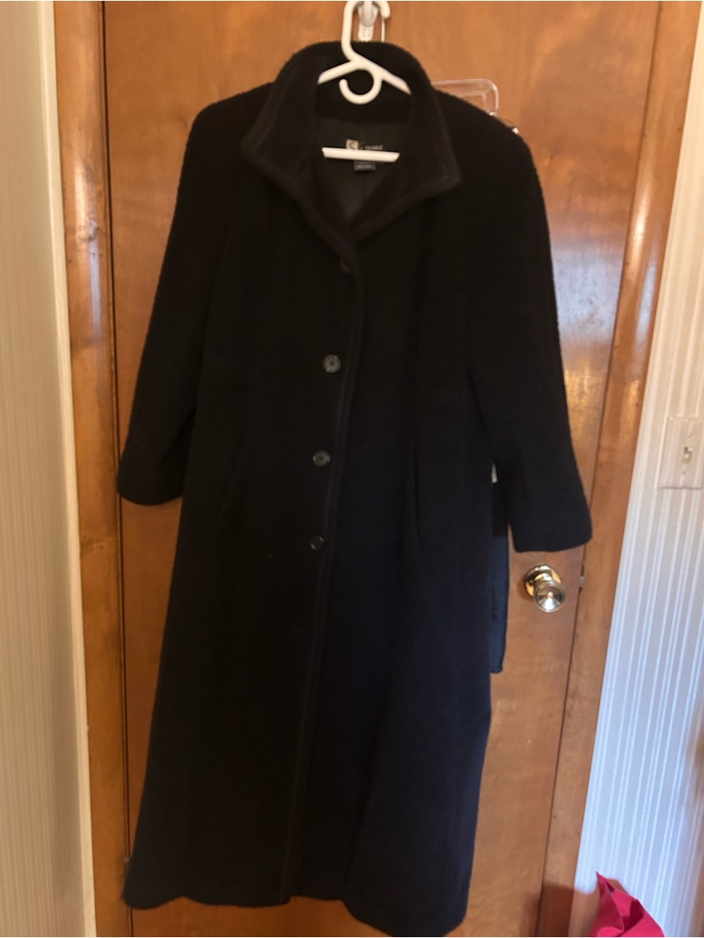 Searle Black Long Wool Trench Coat